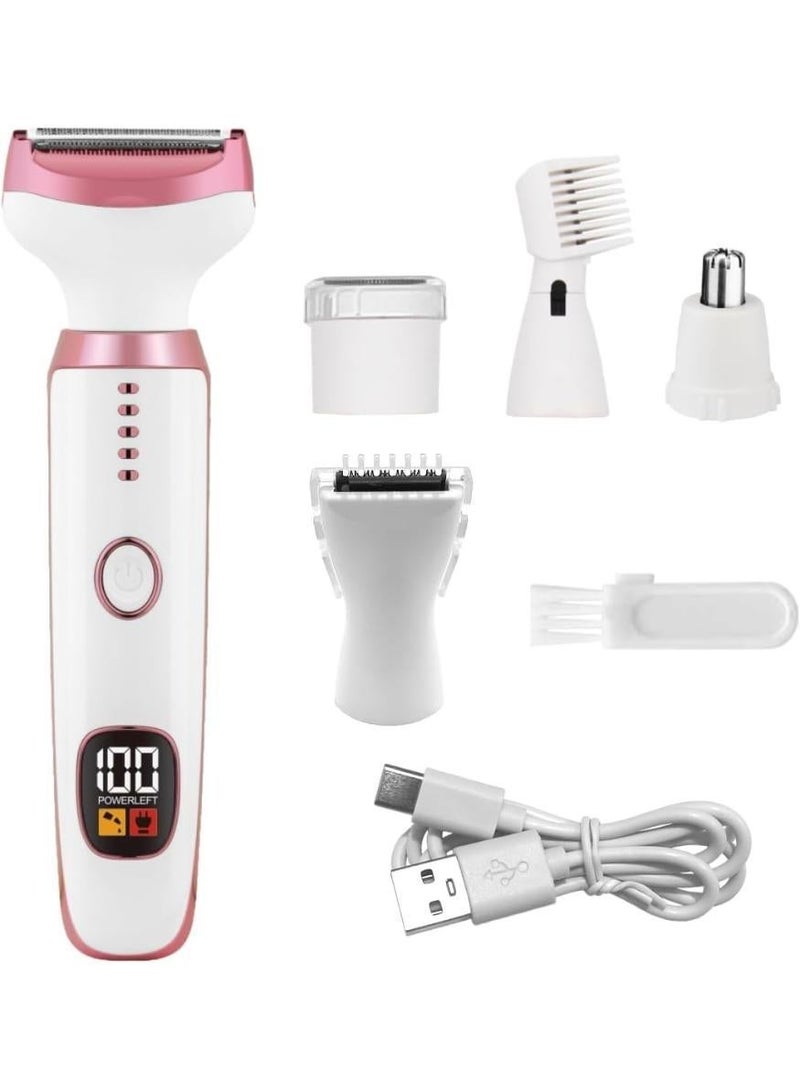 MUMO Painless 5 in 1 Electric Razor for Women, Bikini Trimmer and Facial Hair Remover, IPX7 Waterproof Cordless Wet and Dry Hair Removal for Face Legs Underarms Pubic (White) - Image 2